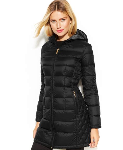 michael kors black padded jacket|michael kors long puffer jacket.